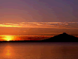 利尻山と夕日